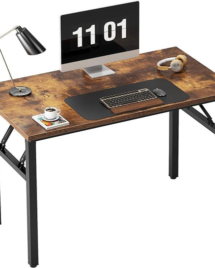 Need 39.4 inches Computer Desk for Small Space Small Folding Table Small Writing Desk Compact Desk Foldable Desk with BIFMA Certification, No Install Needed, Rustic Brown AC5-10060-FB - LeafyLoom