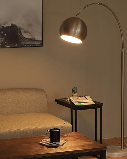 CO-Z Modern Arc Floor Lamp with 360° Rotatable Hanging Shade Adjustable Nickel Standing Reading Light with Marble Base Contemporary Arch Metal Pole Task Lamp for Living Room Couch Sofa, 69 Inch - LeafyLoom