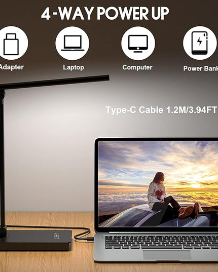 LED Desk Lamp for Home Office, Desk light Dimmable Eye-caring Reading with 5 Lighting & 5 Brightness Level, Table Light Touch Control Foldable Table Lamp for Bedside Office Study Reading Work - LeafyLoom