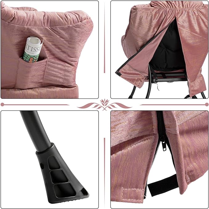 HollyHOME Modern Fabric Large Lazy Chair, Accent Oversized Comfy Reading Chair, Thick Padded Cozy Lounge Chair with Armrest, Leisure Sofa Chair for Living Room, Bedroom, Dorm, Gilding Pink - LeafyLoom