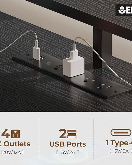 Seventable L Shaped Computer Desk with Drawers, Reversible Gaming Desk with LED Lights & Charging Port, Corner Desk with Storage Shelves & Monitor Stand for Home Office Black - LeafyLoom