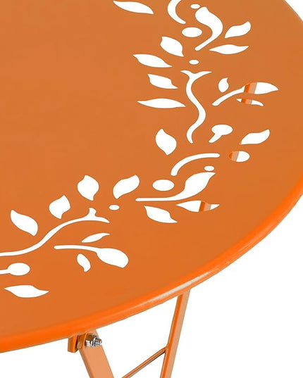 Alpine Corporation Indoor/Outdoor 3-Piece Bistro Set Folding Table and Chairs Patio Seating, Each, Orange - LeafyLoom