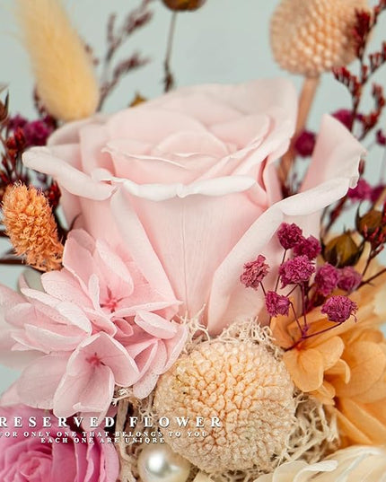 Preserved Fresh Flower Lamp, Room Sleep Lamp with Warm Light, True Immortal Flower Lamp, Decoration for Cabinet, DIY Handmade Flower Unique for Your Partner, Pink - LeafyLoom