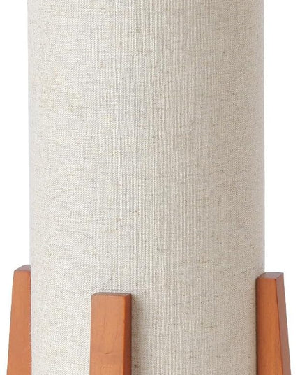KUNJOULAM Modern Small Table Lamps, Nightstand Lamp with Linen Fabric Shade, 13.9" Cylinder Bedside Table Lamp for Bedroom, Cafe, Living Room Home Decor - LeafyLoom