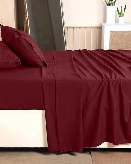 Utopia Bedding Twin Bed Sheets Set - 3 Piece Bedding - Brushed Microfiber - Shrinkage and Fade Resistant - Easy Care (Twin, Burgundy) - LeafyLoom