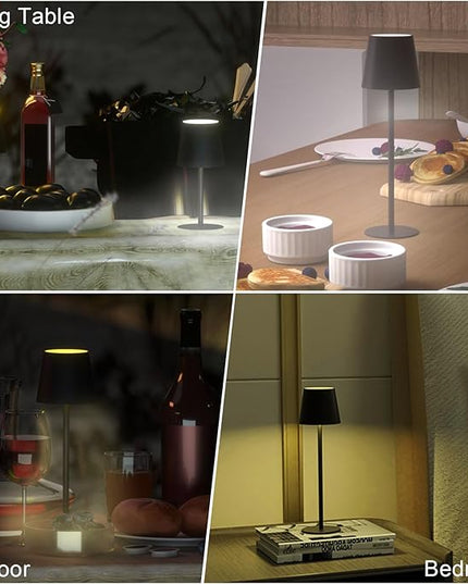 ORALUCE Cordless Table Lamp Rechargeable, Battery Operated LED Desk Lamp with USB Type-C Charging Port, 3 Color Stepless Dimming LED Lamp for Bedroom/Restaurant/Party/Coffee Shop/Camping/Bars, 2 Pack - LeafyLoom