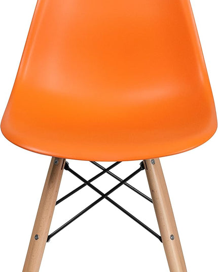 Flash Furniture 2 Pack Elon Series Orange Plastic Chair with Wooden Legs - LeafyLoom