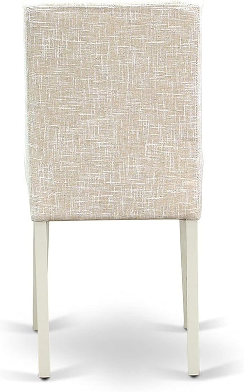 East West Furniture 1NDAB3-LWH-02 3 Piece Kitchen Set Contains a Rectangle Room Table with Dropleaf and 2 Light Beige Linen Fabric Parson Dining Chairs, 30x48 Inch - LeafyLoom