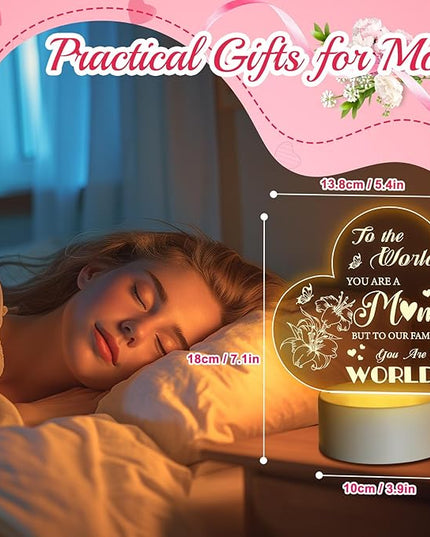 Linkax Mom Birthday Gifts, Gifts for Mom from Daughter Son, Mom Gifts Room Decorative Ideas Engraved Night Light, Thanksgiving Mothers Day Christmas Birthday Gifts for Mom, Best Mom Ever Gifts - LeafyLoom