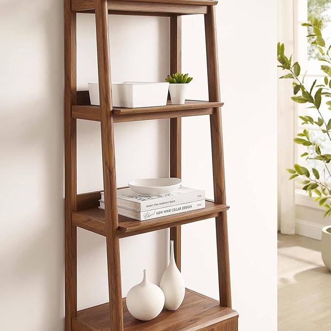 Modway 21" Bookshelf Display Case in Walnut - LeafyLoom