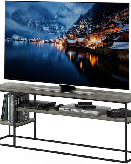 Furinno Moretti Modern Lifestyle TV Stand, French Oak Grey - LeafyLoom