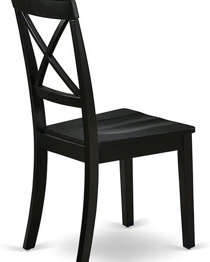 East West Furniture WEBO7-BLK-W 7 Piece Room Set Consist of a Rectangle Kitchen Table with Butterfly Leaf and 6 Dining Chairs, 42x60 Inch, Black - LeafyLoom