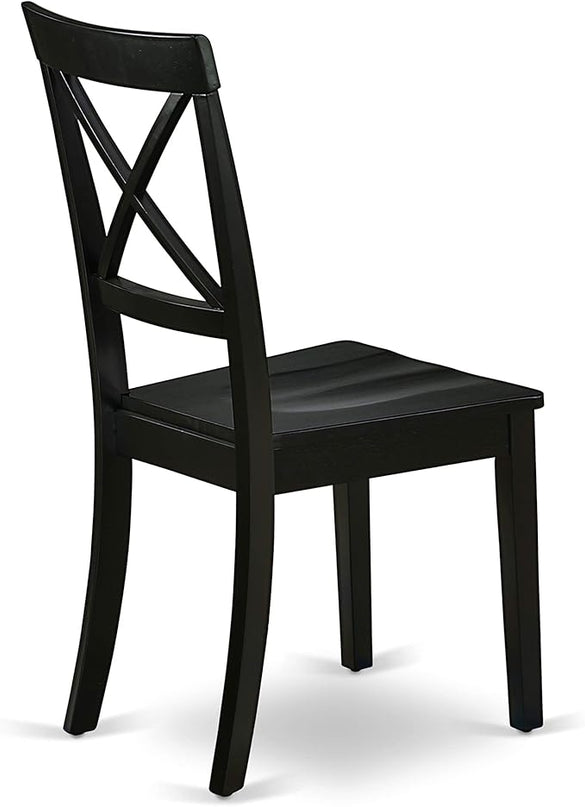 East West Furniture WEBO7-BLK-W 7 Piece Room Set Consist of a Rectangle Kitchen Table with Butterfly Leaf and 6 Dining Chairs, 42x60 Inch, Black - LeafyLoom