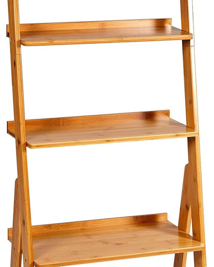 Bookshelf & 5-Tier Bamboo Ladder Shelf & 59.4” Book Shelf Bookcase Floor Freestanding Multipurpose Bamboo Storage Rack Furniture for Home Office, Living Room, Kitchen, Office（Natural） - LeafyLoom