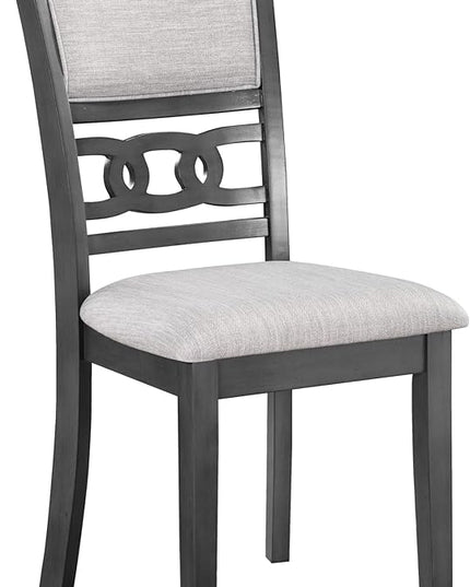 New Classic Furniture Gia Dining Chair (Set of Four), Light Gray Fabric Upholstered Seat & Back Rest, Gray - LeafyLoom