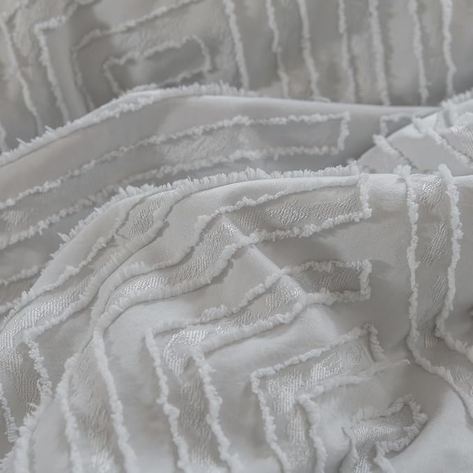 California King Comforter Set Light Grey, Shabby Chic Tufted Design Cal Bed Comforter Fluffy for All Seasons 3PCS (1 Comforter 104"x96", 2 Pillowcases 20X36) - LeafyLoom