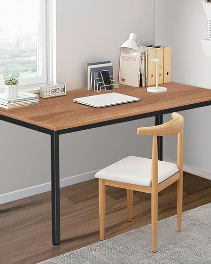 Large Table 24x55 inches Writing Computer Desk Modern Simple Study Desk Industrial Style Laptop Table for Home Office Brown Notebook Desk - LeafyLoom