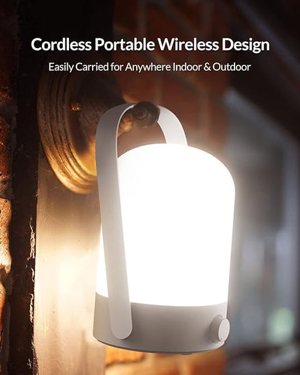 Portable Cordless Lantern Table Lamp, 360° Portable Handle, Stepless Dimmer, Powerful Long-Lasting 50hrs, Rechargeable LED Lantern for Camping Bedroom Party - LeafyLoom