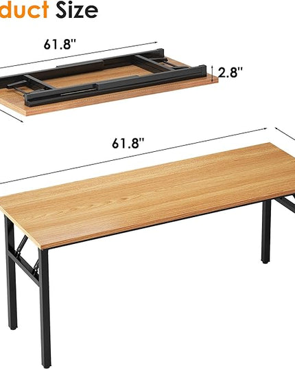 Need Computer Desk Office Desk 62 inches Folding Table with BIFMA Certification Computer Table Workstation No Install Needed, Teak AC5BB-157 - LeafyLoom
