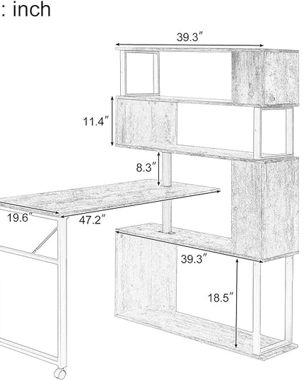 NicBex Kimberly-DW-00055-LWJ Home Office Desks, 47.2"x39.9"x60.2, Brown - LeafyLoom