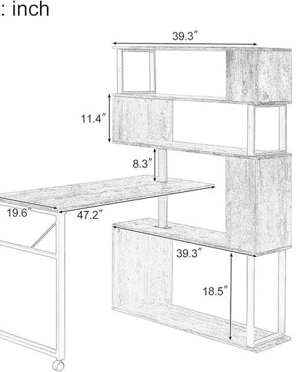 NicBex Kimberly-DW-00056-LWJ Home Office Desks, 47.2"x39.9"x60.2, Black - LeafyLoom