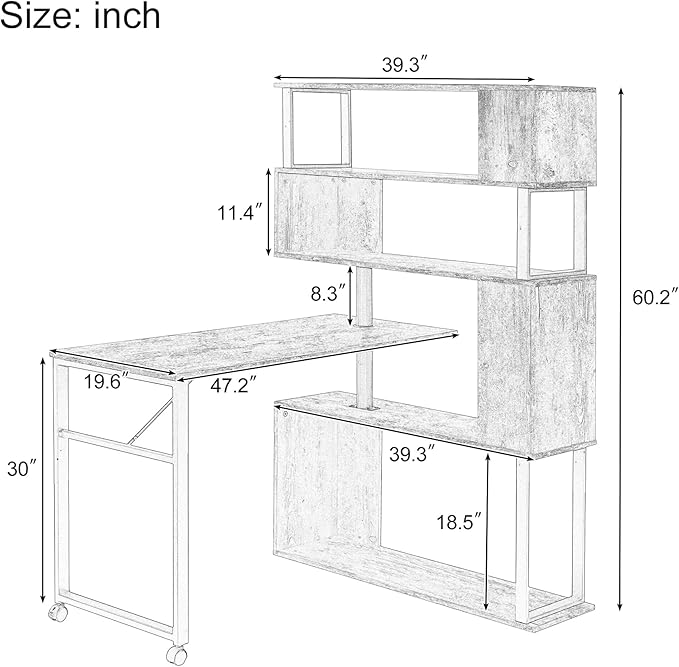 NicBex Kimberly-DW-00056-LWJ Home Office Desks, 47.2"x39.9"x60.2, Black - LeafyLoom