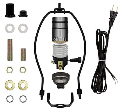 Floor Lamp Making Kit - Repair or Rewire Lamps with All Premium Essential Parts, 10 Inch Harp and Extra Long 12 Foot Cord Included (Black) - LeafyLoom