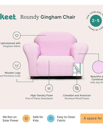 KEET Roundy Kid's Chair, Gingham Chair Only, Pink - LeafyLoom