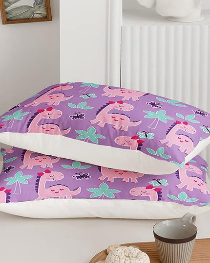 Axolotl Cute Dinosaur Comforter Set Full Size,Girls Bedding Cartoon Dinosaur Bedding Set for Girls Teens Kids Boys Adults Room Decor,Kids Comforter Set All Season,1 Quilt 2 Pillow Cases,Purple - LeafyLoom