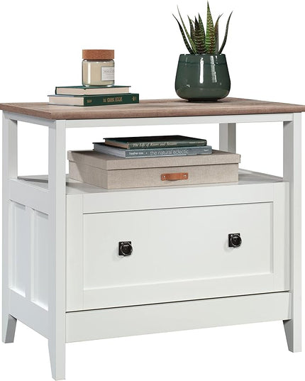 Sauder August Hill Lateral File, L: 19.53" x W: 32.28" x H: 29.25", Soft White Finish - LeafyLoom
