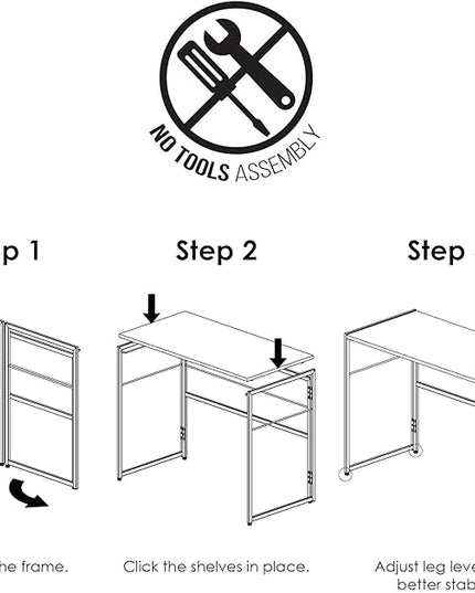 Furinno Riau No Tool/No Assembly/Folding Metal Frame Computer Desk, Sonoma Oak/Black, 39 Inch - LeafyLoom
