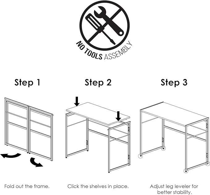 Furinno Riau No Tool/No Assembly/Folding Metal Frame Computer Desk, Sonoma Oak/Black, 39 Inch - LeafyLoom