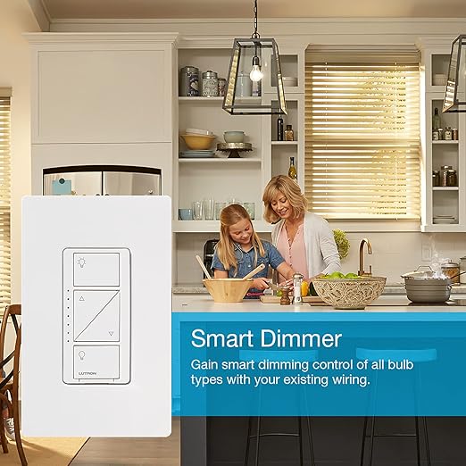 Lutron Caseta Smart Lighting Original Dimmer Switch (Lutron Smart Hub Required), for Light Bulbs, 150 Watt, Single-Pole/3-Way, No Neutral Required, PD-6WCL-WH-3-A, White, 3 Pack Lutron