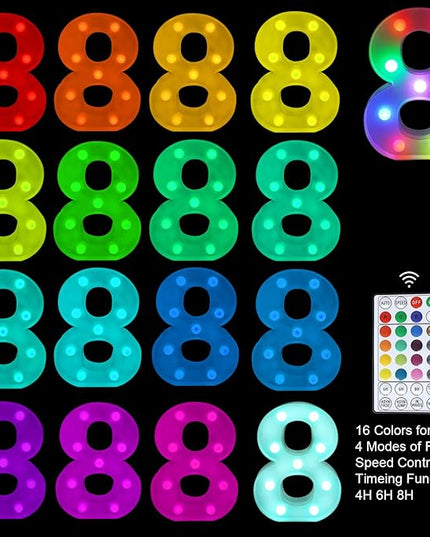 Colorful Letter LED Lights, 16 Colors Changing LED Marquee Letter Lights, Dimmable Night Lights for Wedding, Birthday, Holiday, Party, Bar, Christmas Decoration,Dorm Room Decor-Multicolor 8 - LeafyLoom