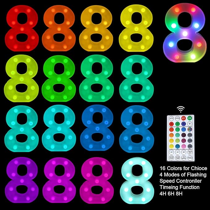 Colorful Letter LED Lights, 16 Colors Changing LED Marquee Letter Lights, Dimmable Night Lights for Wedding, Birthday, Holiday, Party, Bar, Christmas Decoration,Dorm Room Decor-Multicolor 8 - LeafyLoom