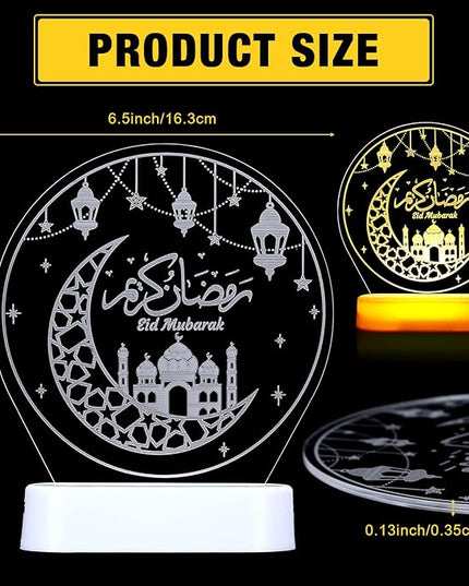 Honoson Ramadan Table Decoration for Home 2024 Ramadan LED Lights Eid Mubarak Star Moon Shaped Kids Night Lamp Ornaments Ramadan Mubarak Gift for Muslims Family Islamic Holiday Eid al Fitr Party - LeafyLoom