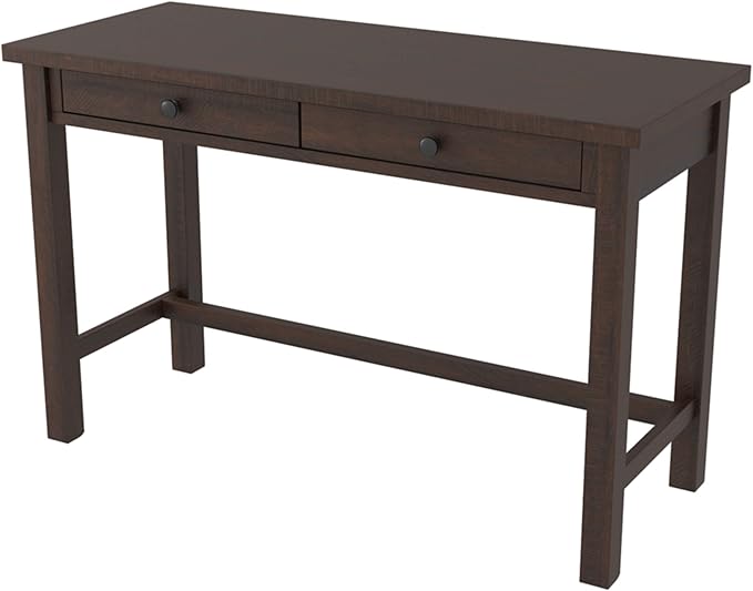 Signature Design by Ashley Camiburg Modern Home Office Writing Desk with Drawers, Warm Brown - LeafyLoom