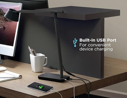Bostitch Black+Decker Verve Designer Smart Desk Lamp, Compatible with Alexa, Auto-Circadian Mode, True White LED + 16M RGB Colors, USB Charging Port, Certified for Humans - LeafyLoom