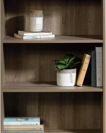 Sauder Beginnings 3 Bookcase/Book Shelf, L: 24.57" x W: 11.50" x H: 35.28", Summer Oak - LeafyLoom
