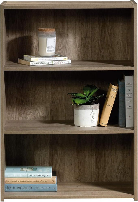 Sauder Beginnings 3 Bookcase/Book Shelf, L: 24.57" x W: 11.50" x H: 35.28", Summer Oak - LeafyLoom