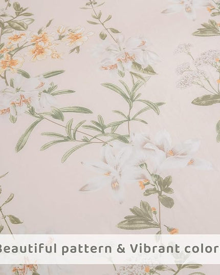 QSH Floral King Size Sheet Sets - 100% Egyptian Cotton Floral Bedding Sheets Yellow Green Leaves Flower Pattern Printed Bedding King Size Bed Sheets 17.5" Extra Deep Pocket 4pcs - LeafyLoom