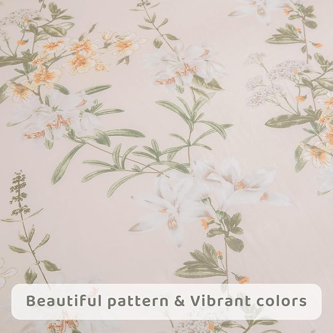 QSH Floral King Size Sheet Sets - 100% Egyptian Cotton Floral Bedding Sheets Yellow Green Leaves Flower Pattern Printed Bedding King Size Bed Sheets 17.5" Extra Deep Pocket 4pcs - LeafyLoom