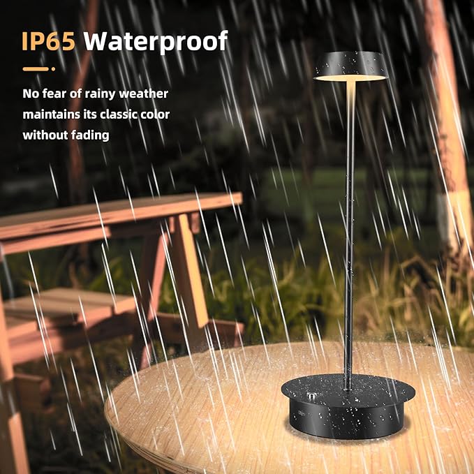 Rechargeable LED Table Lamp - Cordless Table Lamp with Touch Control, Portable LED Desk Lamp 3 Color Stepless Dimmable Modern Lamp for Restaurant/Dinner/Bedroom/Outdoor IP65 Waterproof - Green - LeafyLoom