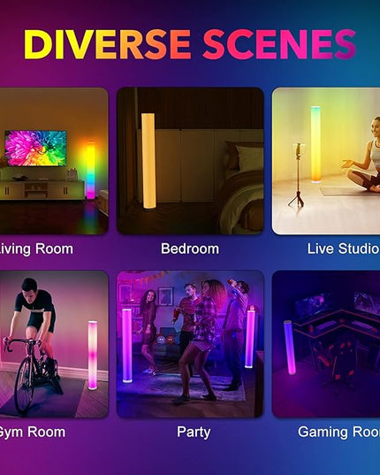 2-Pack Corner Floor Lamp,Lamps for Living Room with Smart App and Remote Control,Color Changing Mood Lighting with Music Sync,Colorful Atmosphere Decoration Lamp Dimmable Night Light - LeafyLoom