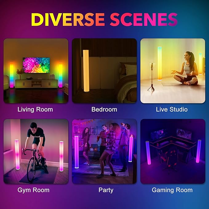 2-Pack Corner Floor Lamp,Lamps for Living Room with Smart App and Remote Control,Color Changing Mood Lighting with Music Sync,Colorful Atmosphere Decoration Lamp Dimmable Night Light - LeafyLoom