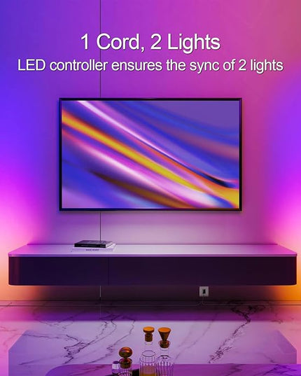 Corner Floor Lamp, Synced Dual Lights LED Control Floor Lamp RGB+ICW Light 56" Smart LED Corner Lamp App and Remote for Living Room Gaming Bedroom and Etc.(1 Pair) - LeafyLoom