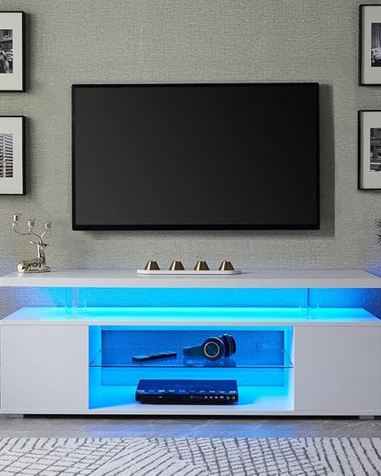NicBex TV Stand for 65 Inch TV LED Gaming Entertainment Center Media Storage Console Table with Large Sliding Drawer & Side Cabinet for Living Room,Bedroom,51 Inch,White - LeafyLoom