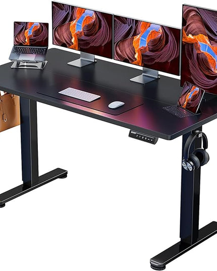 ErGear Height Adjustable Electric Standing Desk, 55 x 28 Inches Sit Stand up Desk, Memory Computer Home Office Desk (Black) - LeafyLoom