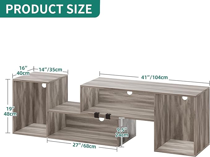 YITAHOME DIY TV Stand w/LED Strip, Modern Deformable Entertainment Center for 75/70/65/60/55/50/45 inch TVs, Gaming TV Consoles 2 Pieces Media Console for 300lbs for Living Room, Light Oak Grey - LeafyLoom