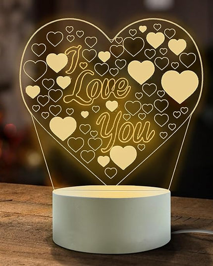 Romantic Gifts for Girlfriend, 3D Illusion Night Lamp, Girlfriends Birthday Anniversary Valentines Day Gifts for Her from Boyfriends, I Love You Wife Husband Gifts (1 Pack) - LeafyLoom